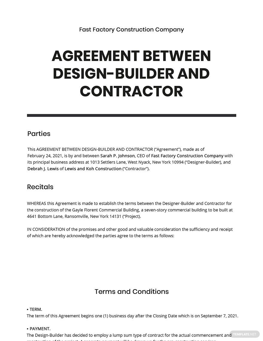 Agreement Between Two Parties For Money Template Google Docs Word 