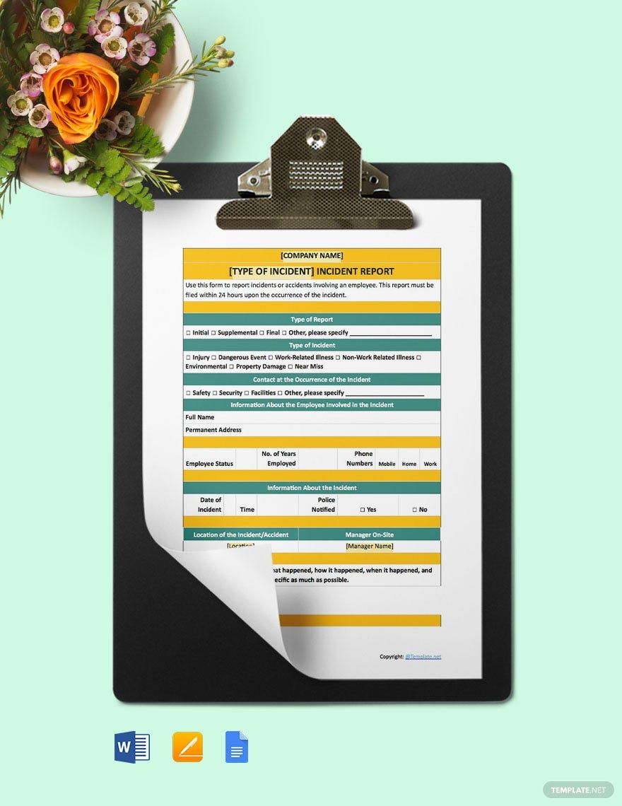 Free Printable Incident Report Template