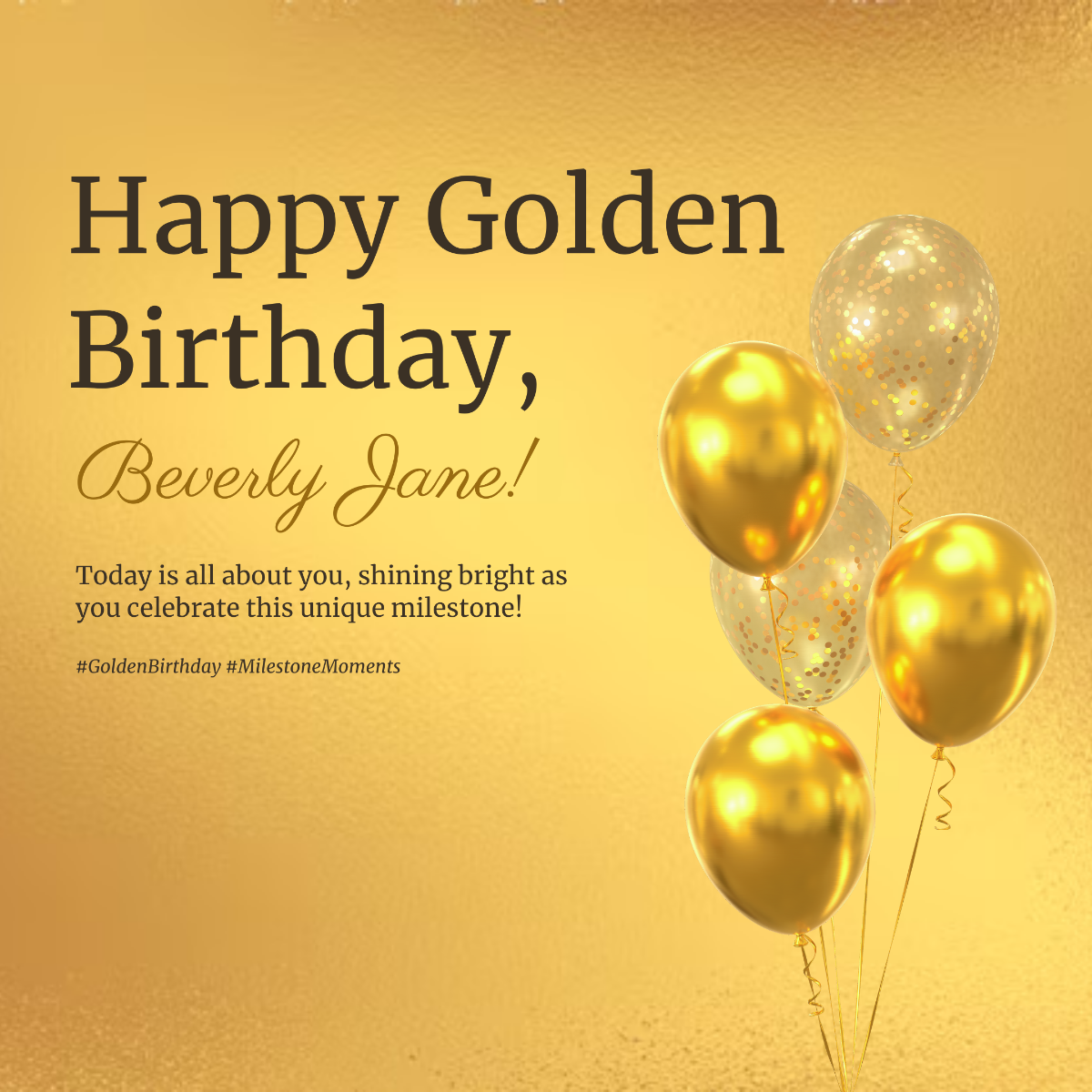 Golden Birthday Instagram Post Template - Edit Online & Download