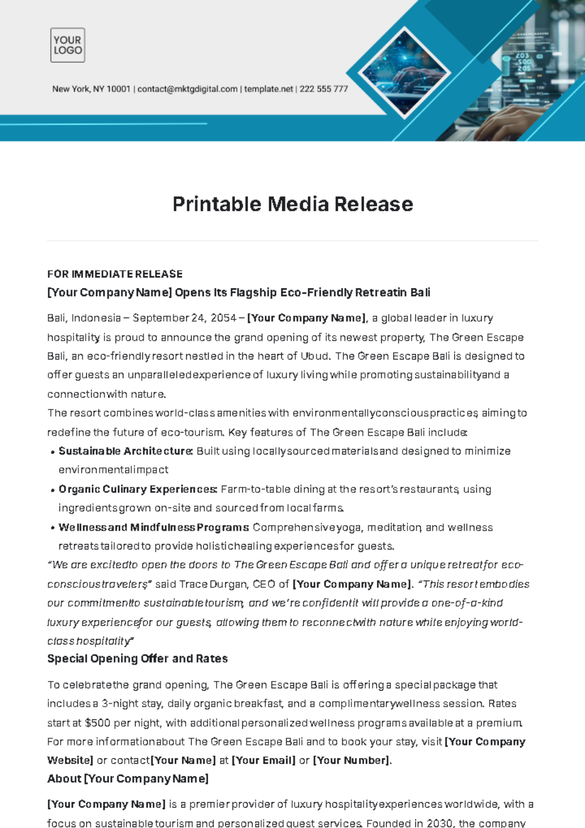 Printable Media Release Template - Edit Online & Download