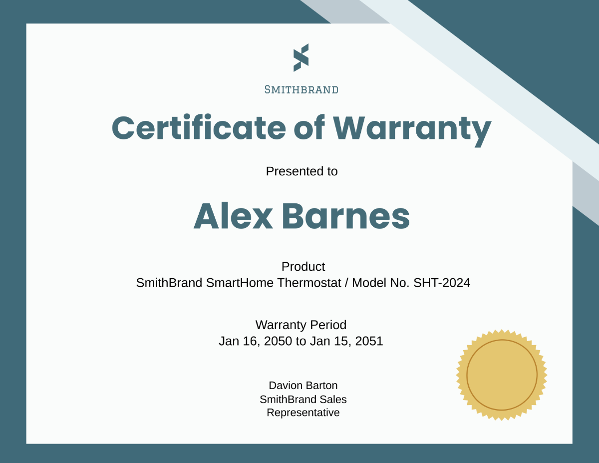 Warranty Certificate Design