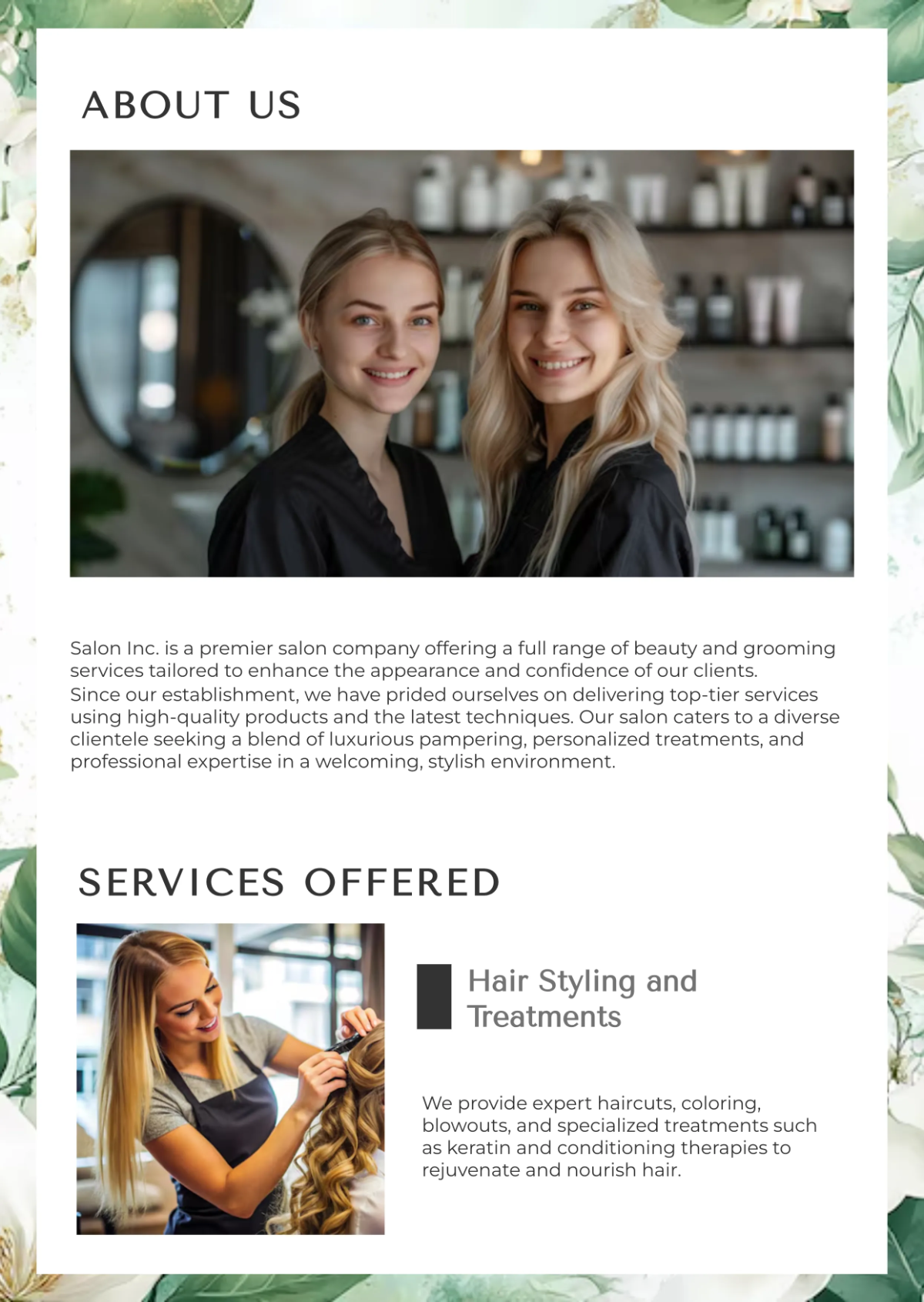 Free Salon Profile Template to Edit Online