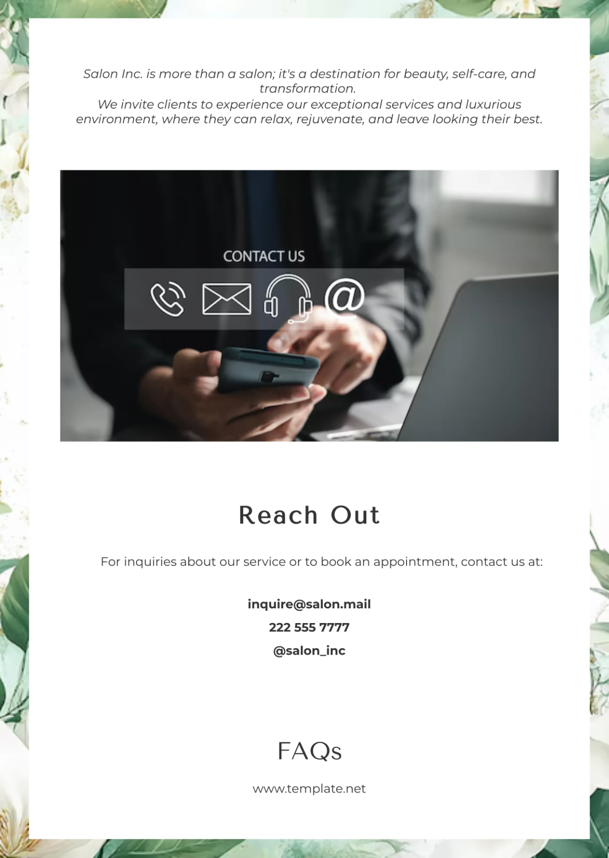 Free Salon Profile Template to Edit Online