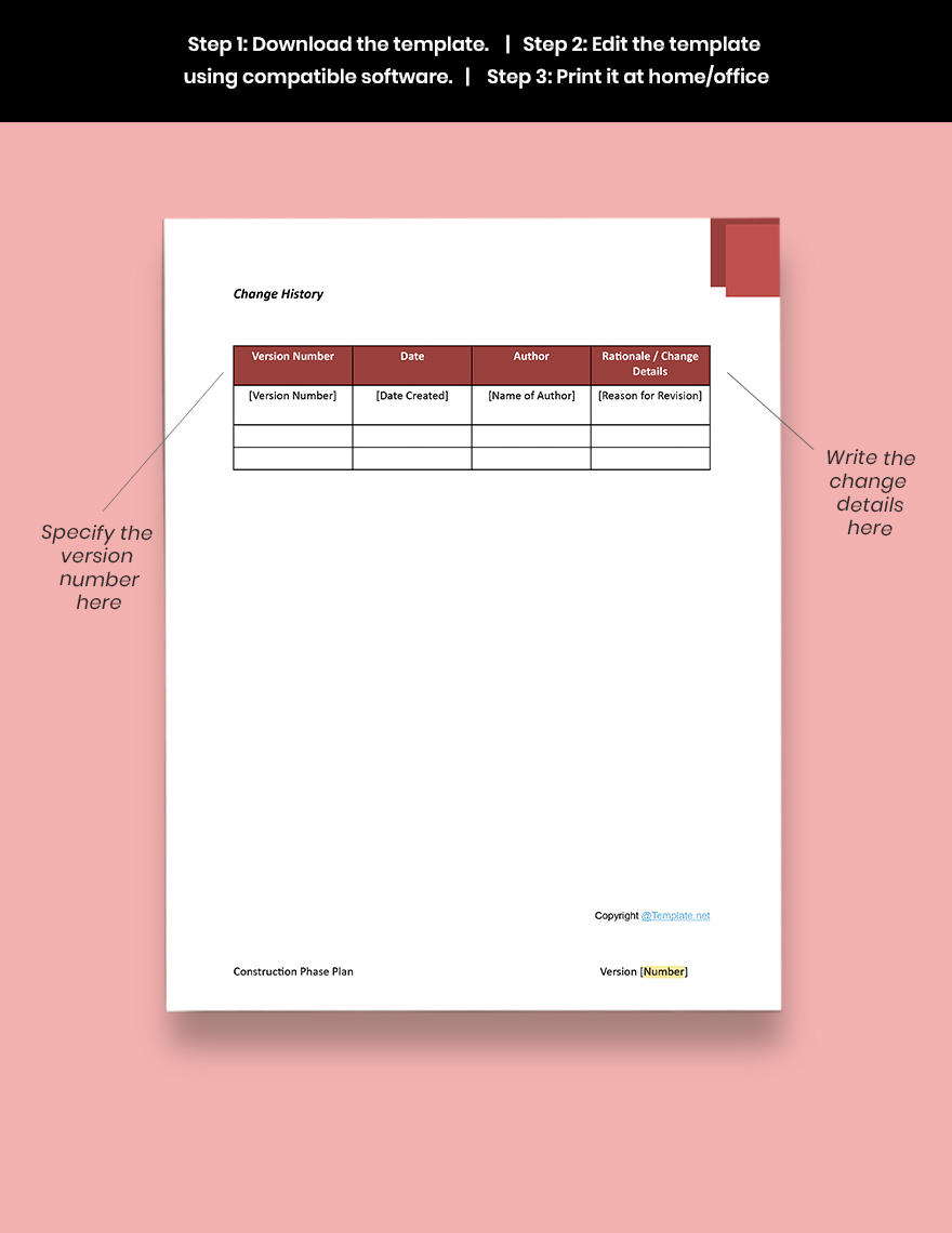 Sample Construction Phase Plan Template Format