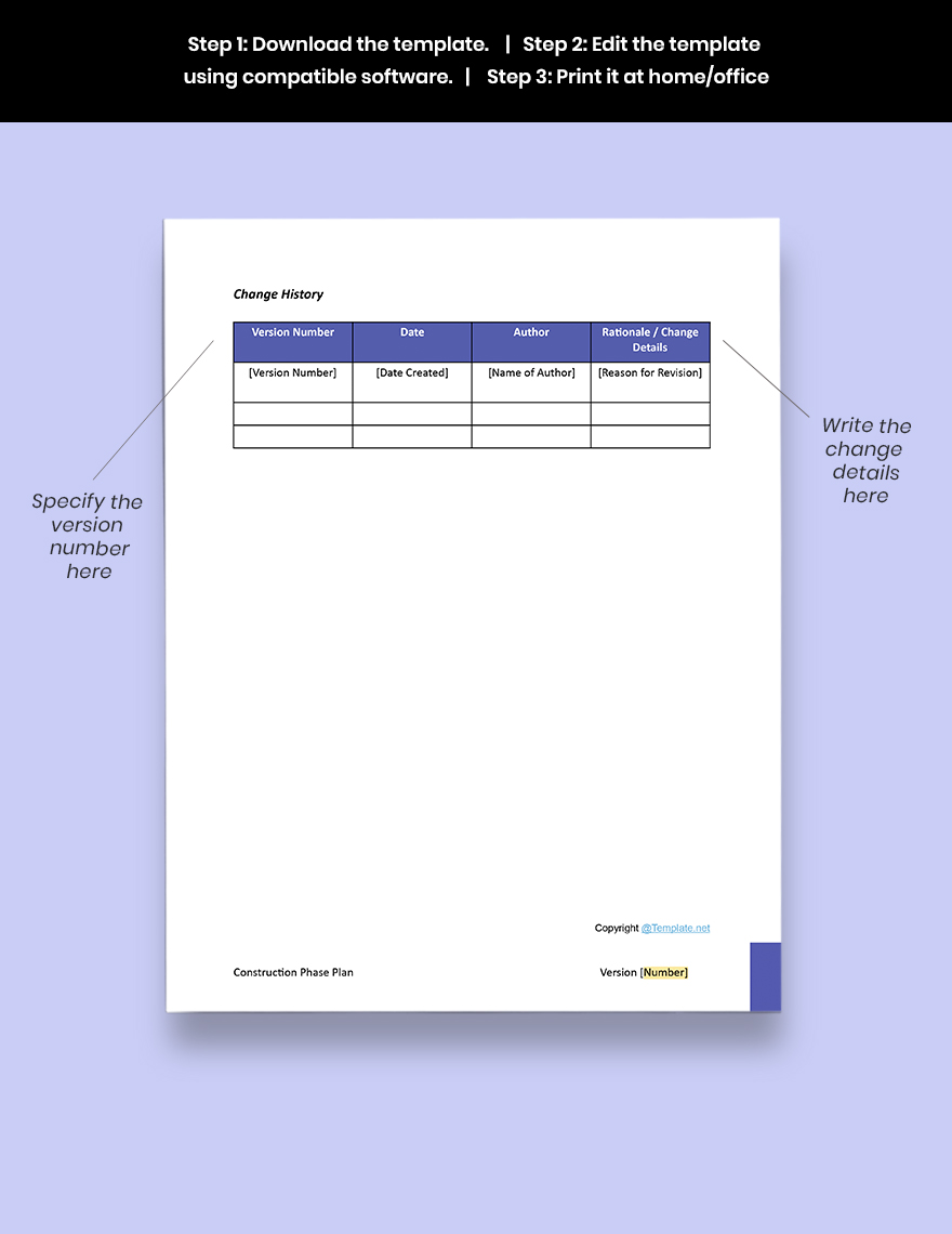 Sample Construction Phase Plan Template