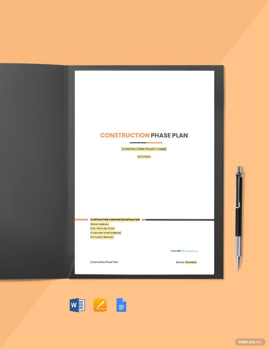 Blank Construction Phase Plan Template