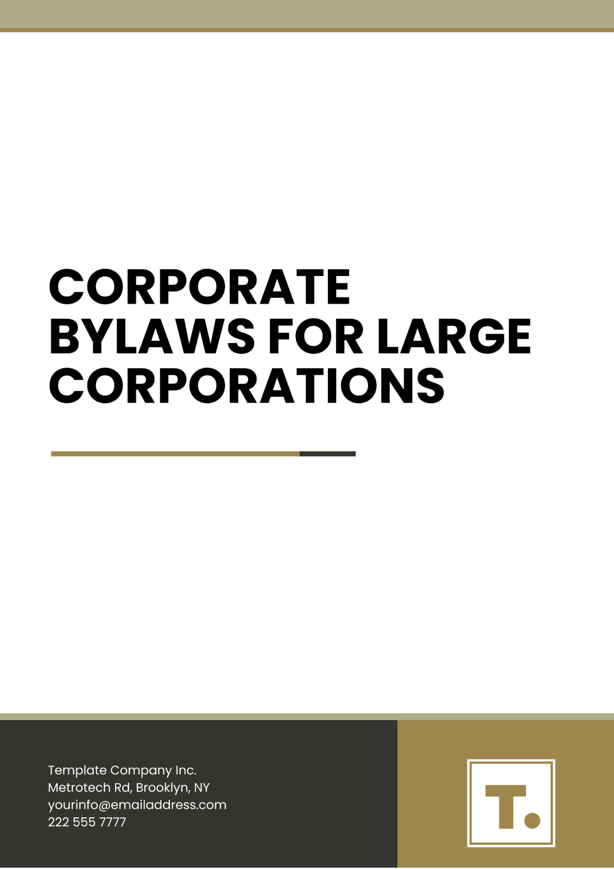 Corporate Bylaws Template for Large Corporations