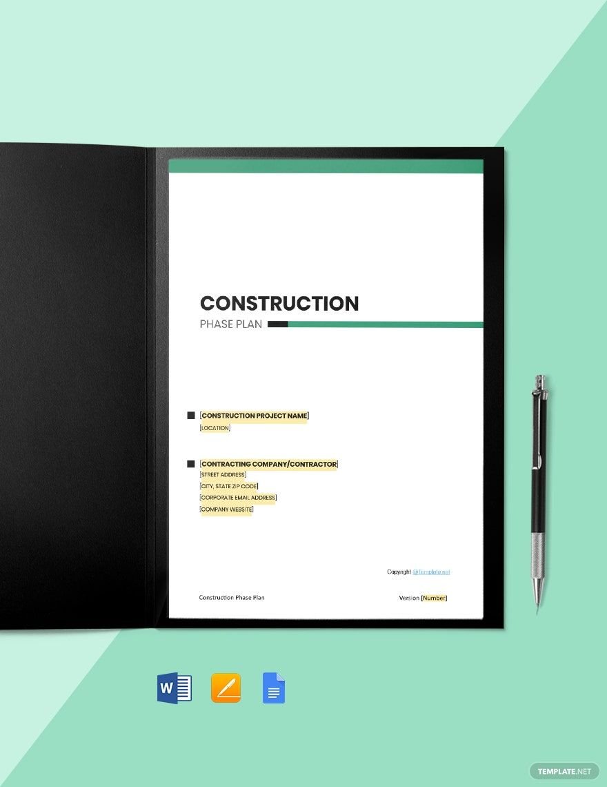 Free Basic Construction Phase Plan Template