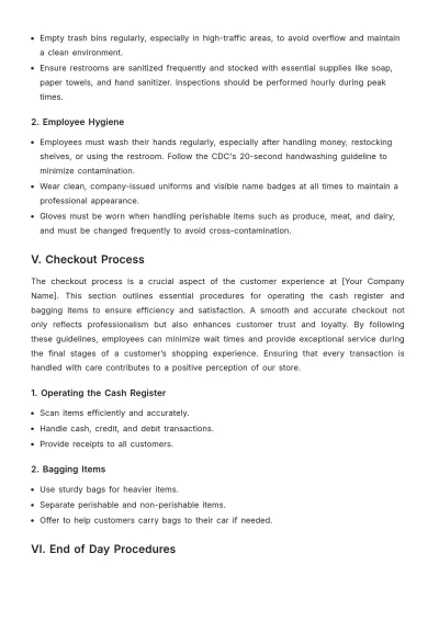 Free Grocery Store Procedure Template to Edit Online