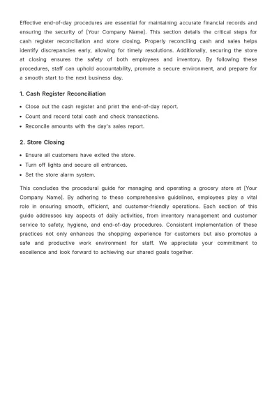 Free Grocery Store Procedure Template to Edit Online