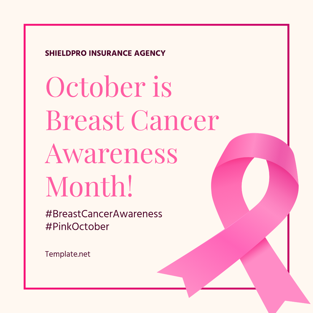 Breast Cancer Awareness Month Social Media Post Template - Edit Online & Download