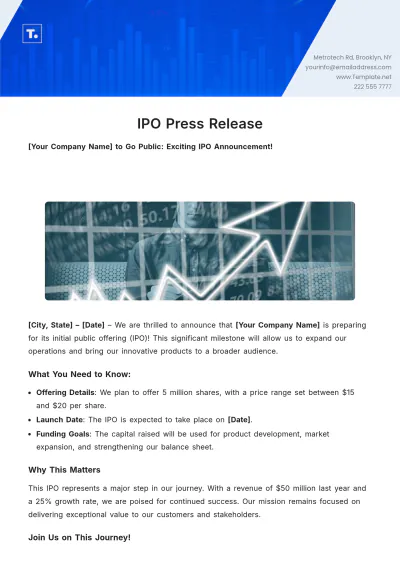 Free IPO Press Release Template to Edit Online