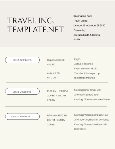Free Aesthetic Itinerary Planner Template to Edit Online