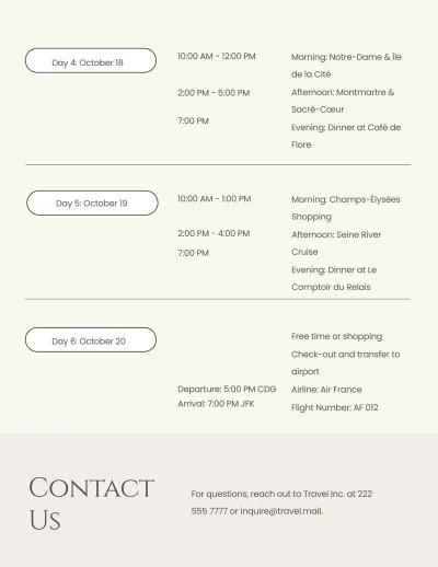 Free Aesthetic Itinerary Planner Template to Edit Online