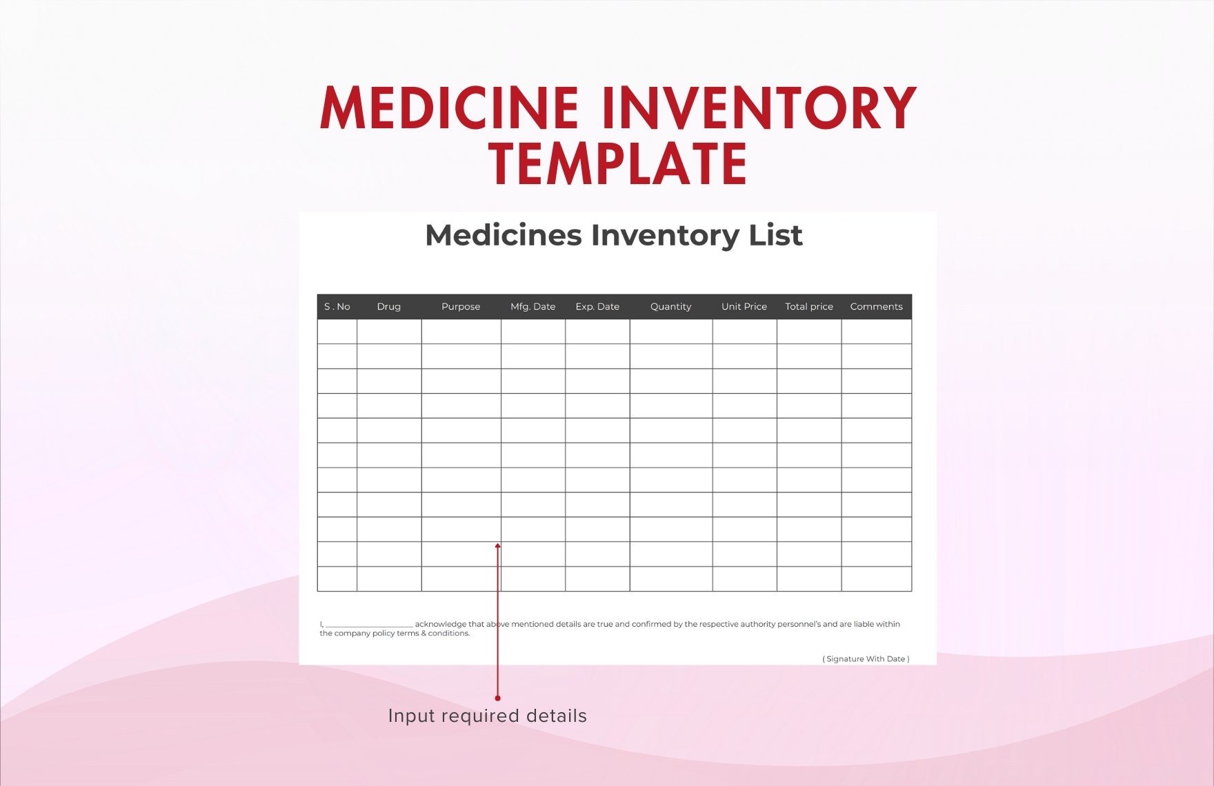 Medicine Inventory Template