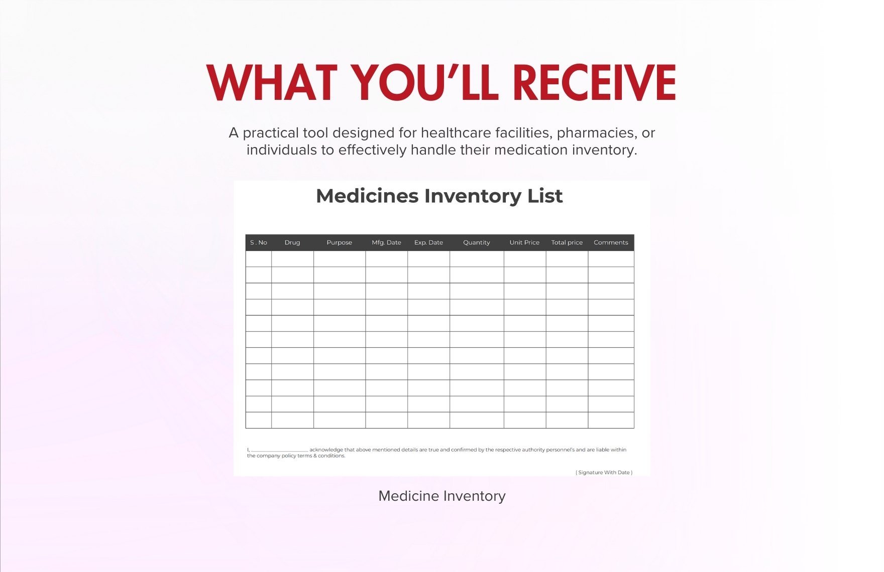 Medicine Inventory Template