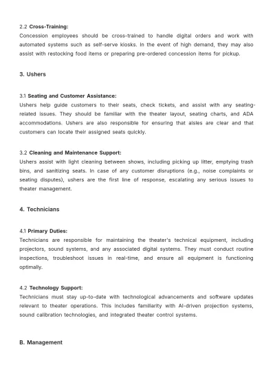 Free Movie Theater Procedure Guide Template to Edit Online