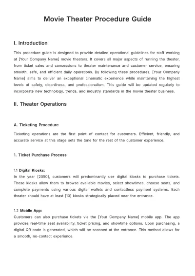 Free Movie Theater Procedure Guide Template to Edit Online