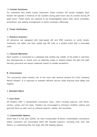 Free Movie Theater Procedure Guide Template to Edit Online