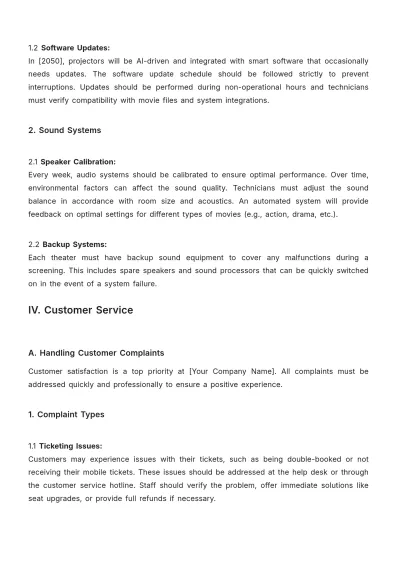 Free Movie Theater Procedure Guide Template to Edit Online