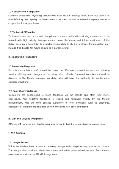 Free Movie Theater Procedure Guide Template to Edit Online