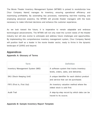 Free Movie Theater Inventory Management Template to Edit Online