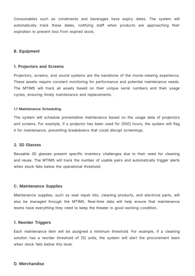 Free Movie Theater Inventory Management Template to Edit Online
