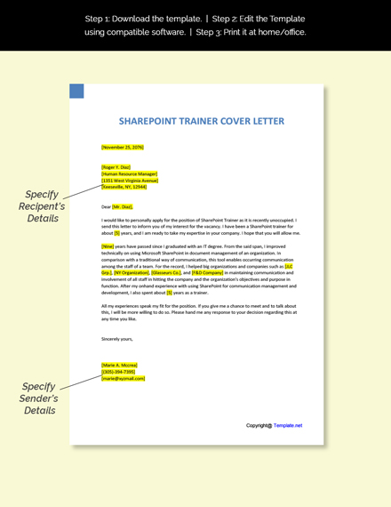 Sharepoint Trainer Cover Letter Template