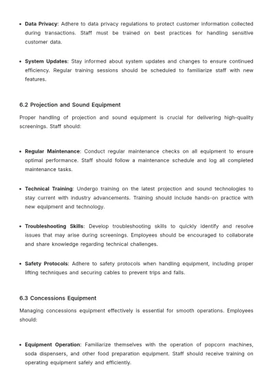 Free Movie Theater Training Manual Template to Edit Online