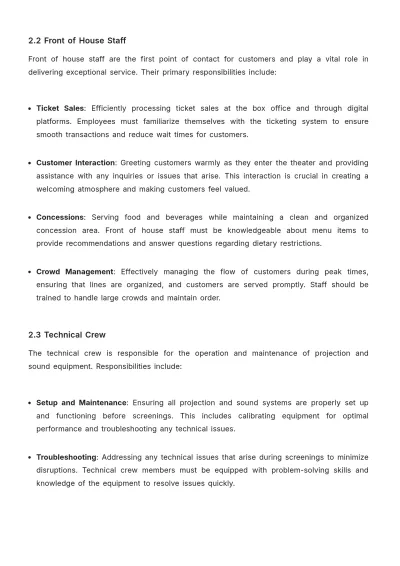 Free Movie Theater Training Manual Template to Edit Online