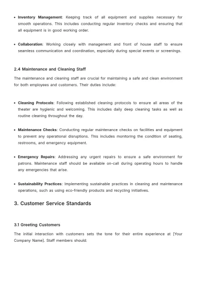 Free Movie Theater Training Manual Template to Edit Online