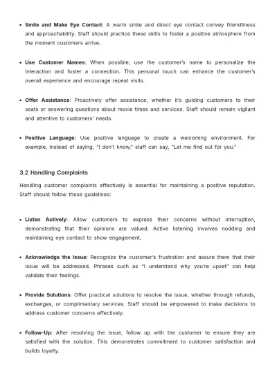 Free Movie Theater Training Manual Template to Edit Online