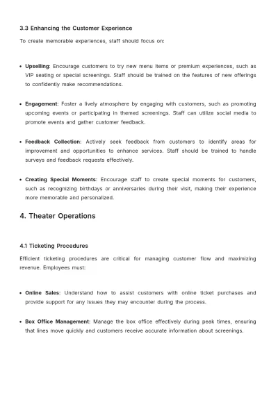Free Movie Theater Training Manual Template to Edit Online