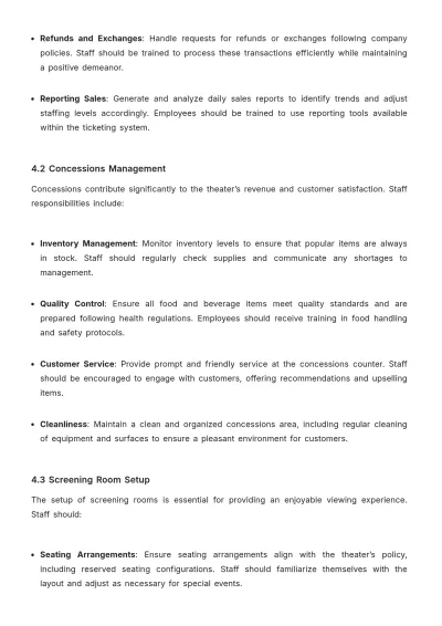 Free Movie Theater Training Manual Template to Edit Online