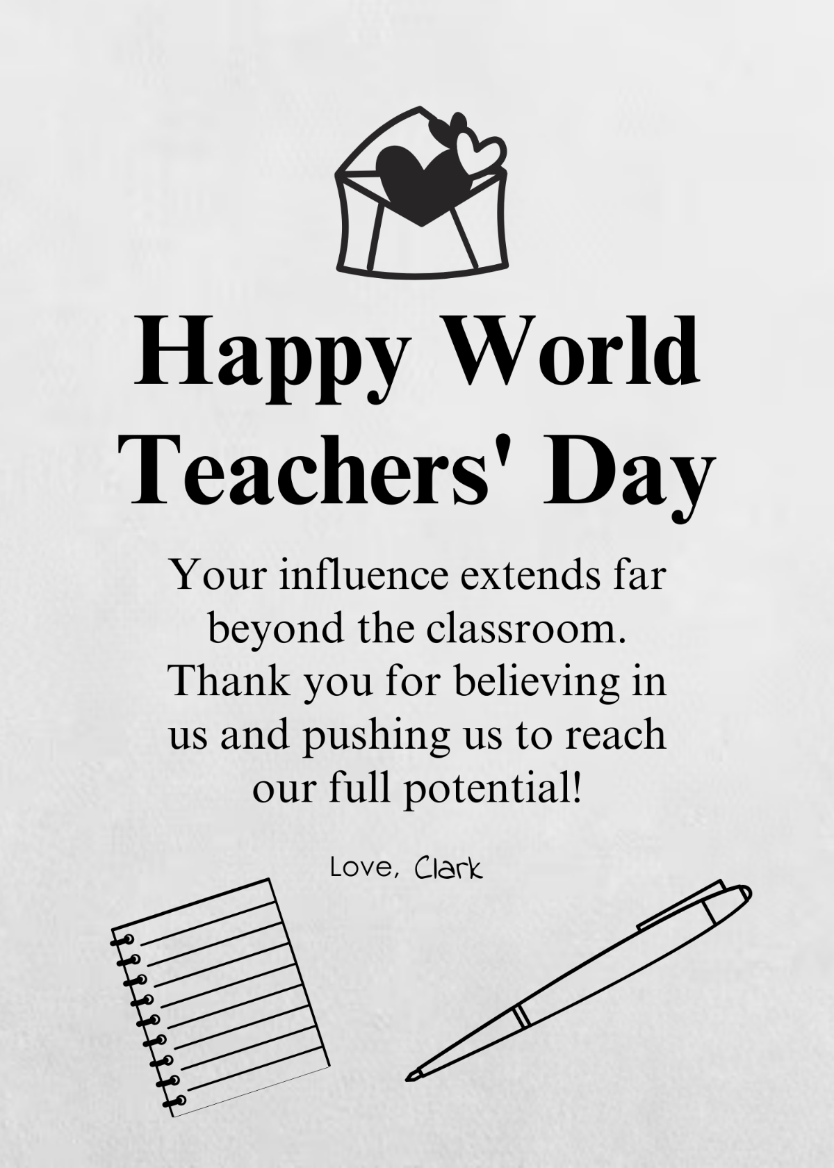 Inspirational Teachers Day Message Template - Edit Online & Download