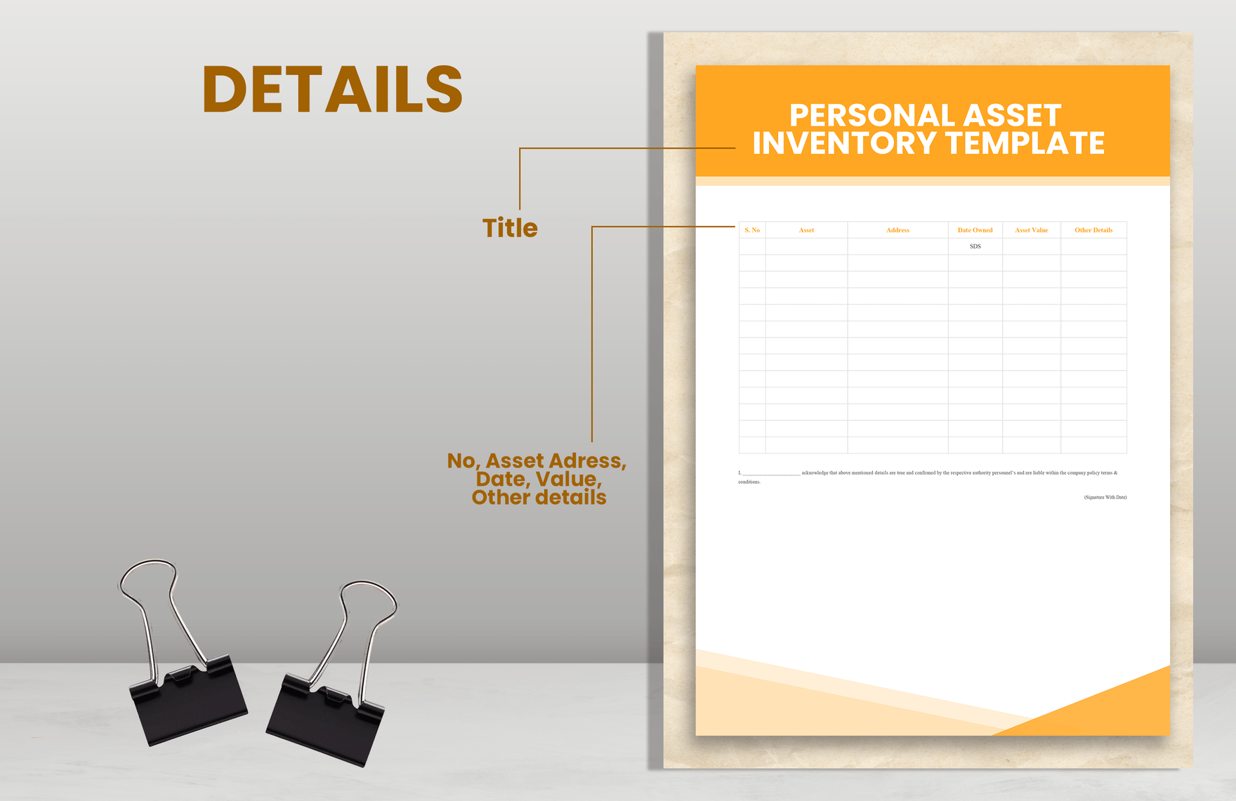 Personal Asset Inventory Template