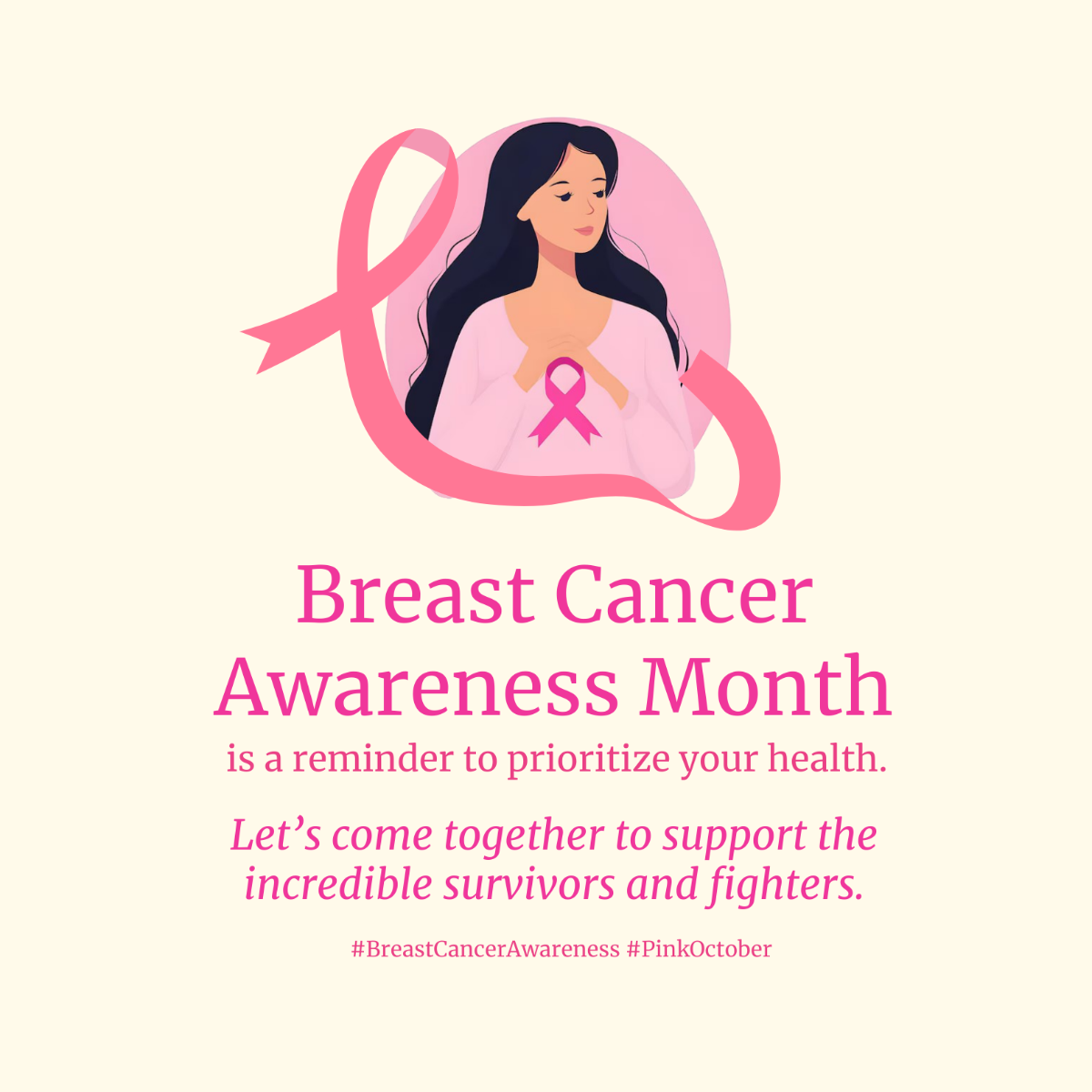 Breast Cancer Awareness Month LinkedIn Post Template - Edit Online & Download