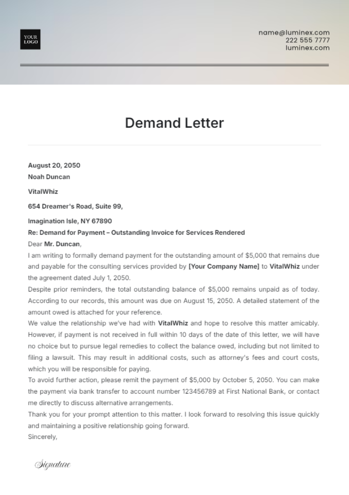 Demand Letter Template - Edit Online & Download