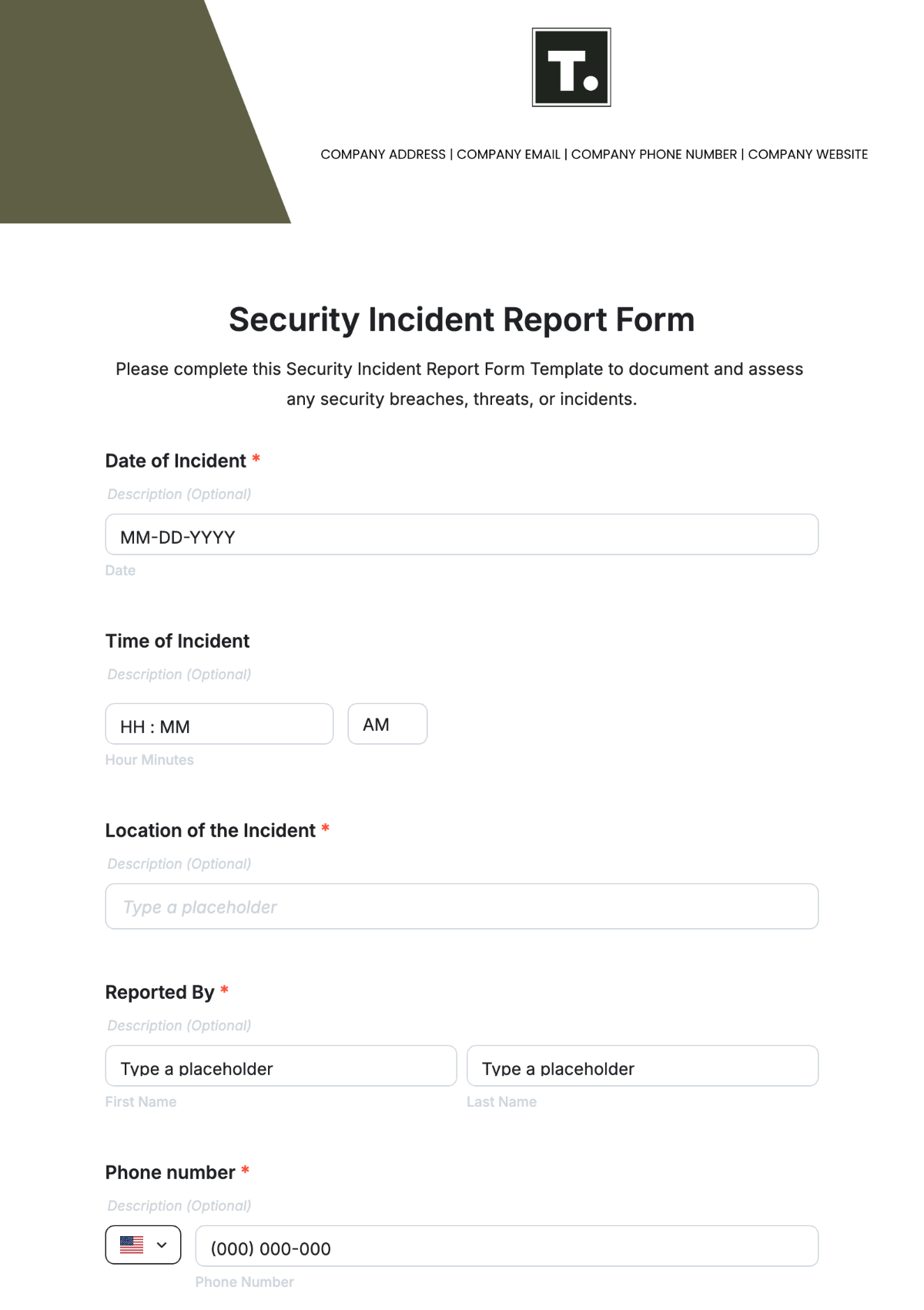 Security Incident Report Form Template - Edit Online & Download