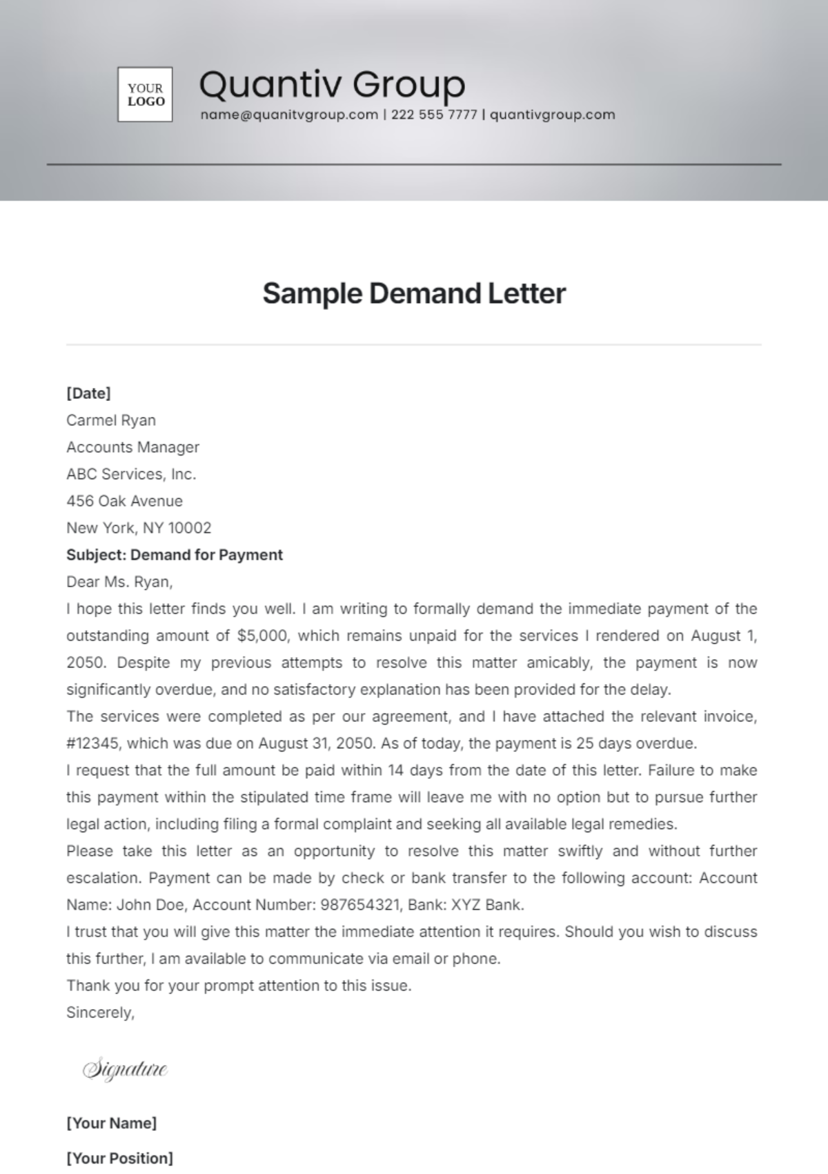 Sample Demand Letter Template