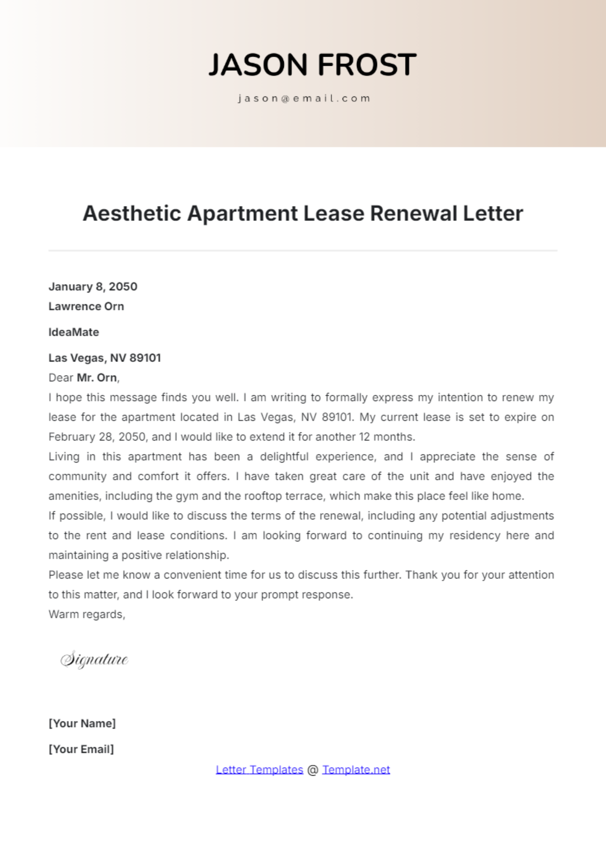 Aesthetic Apartment Lease Renewal Letter Template - Edit Online & Download