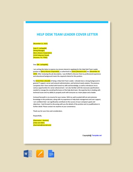 Free Clinical Team Leader Cover Letter Word Google Doc Apple