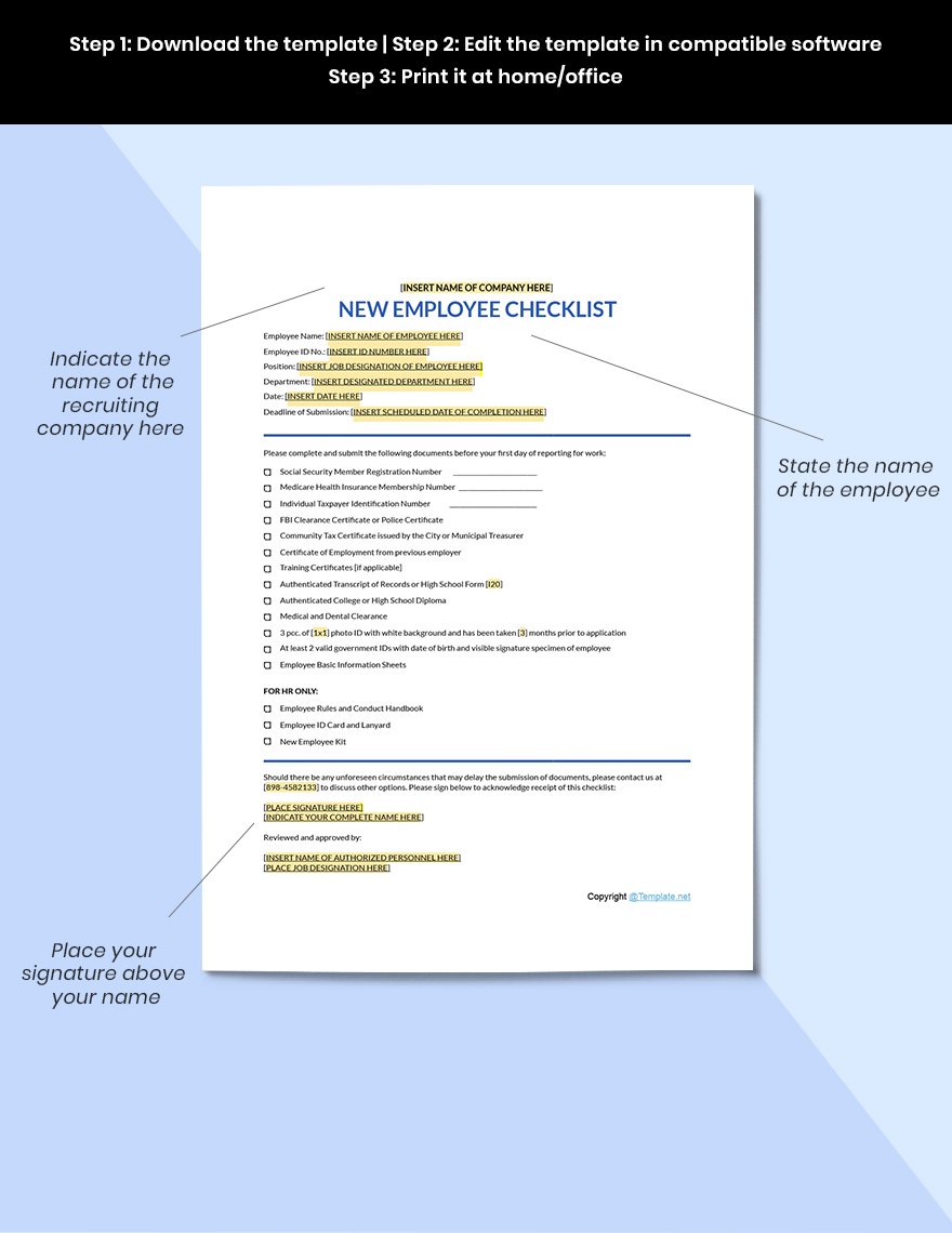Simple New Employee Checklist Template