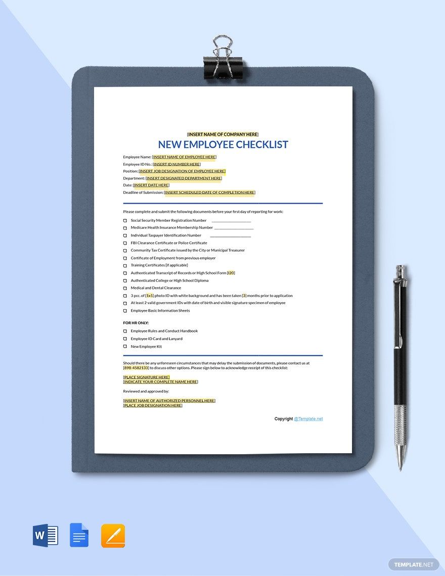 Simple New Employee Checklist Template