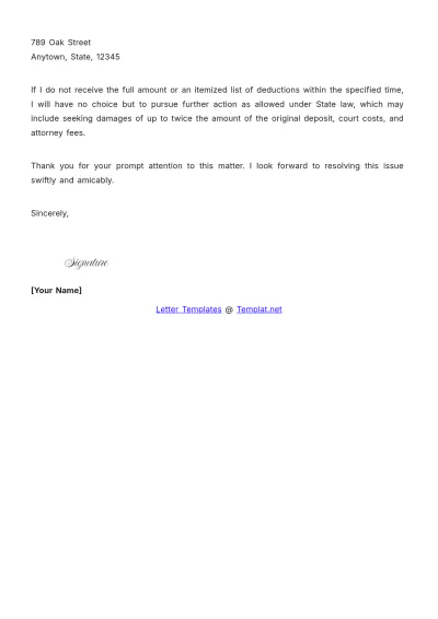Free Security Deposit Demand Letter Template to Edit Online