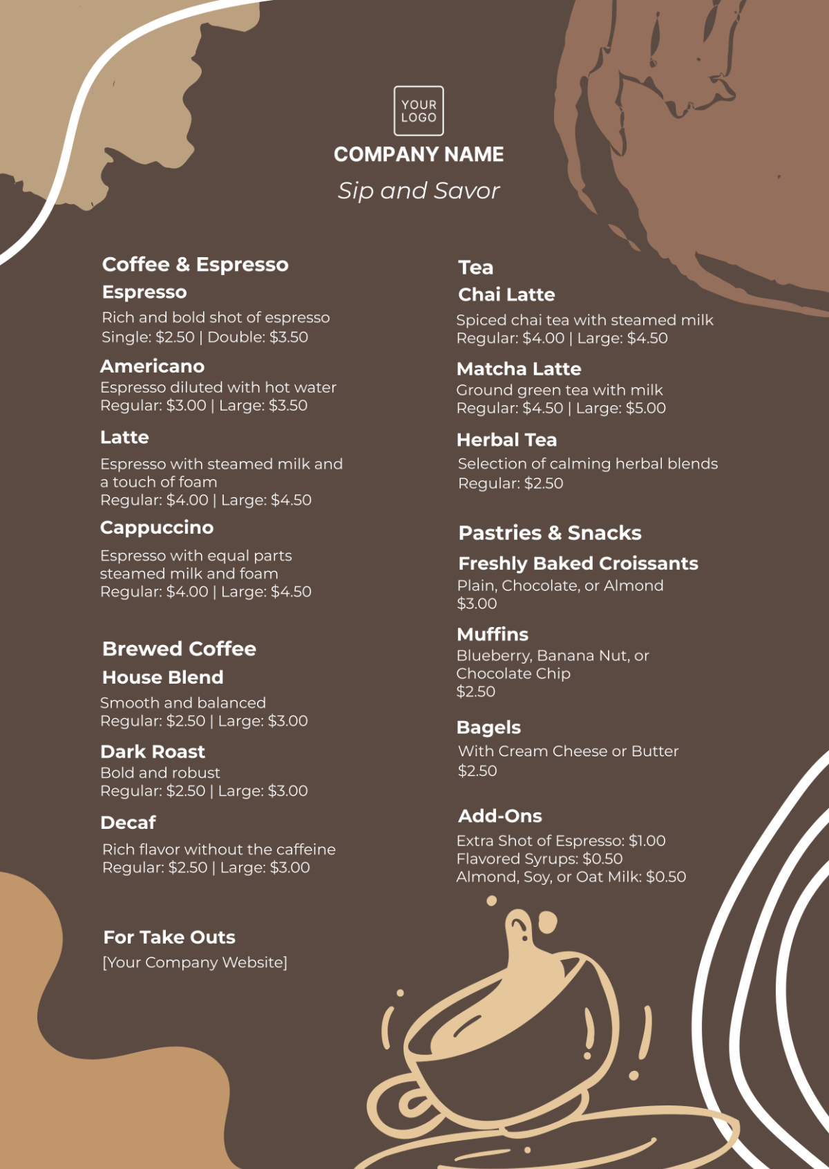 Coffee Shop Menu