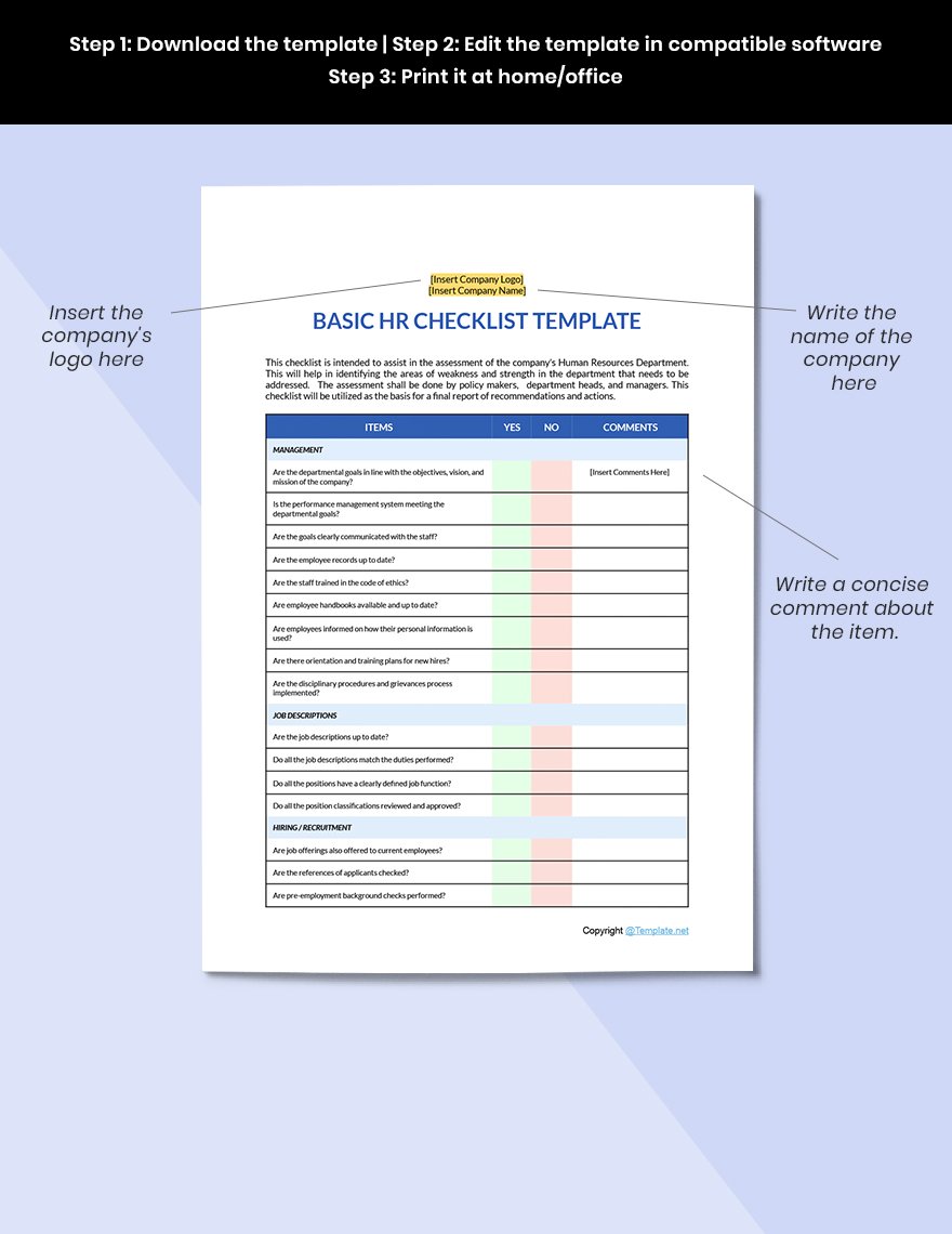 Basic HR Checklist Editable