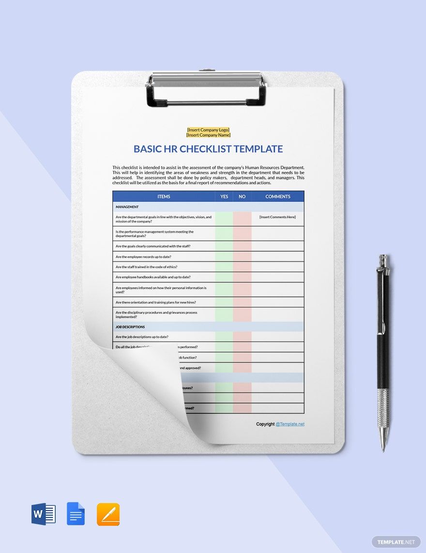 Basic HR Checklist Template