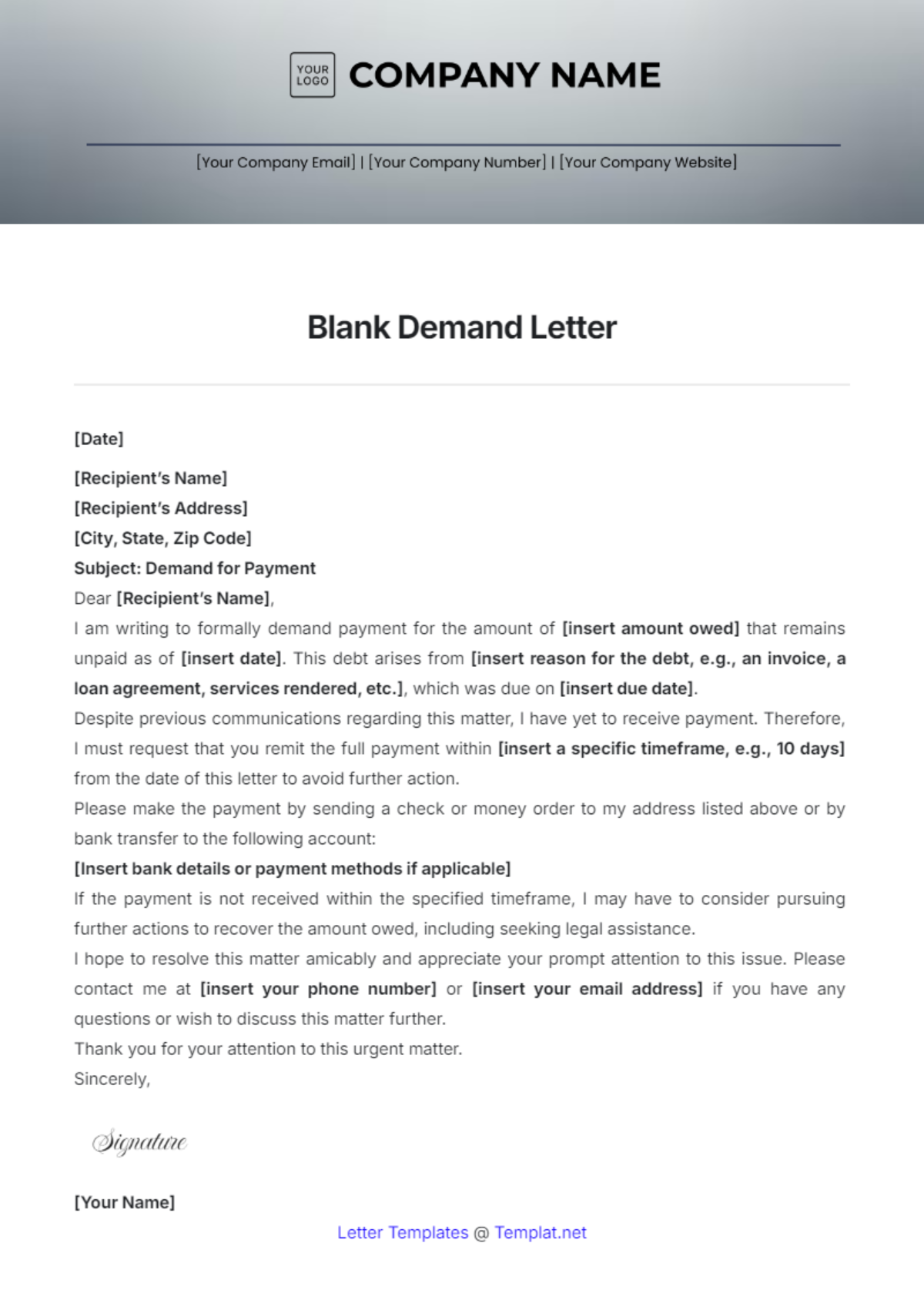 Blank Demand Letter Template