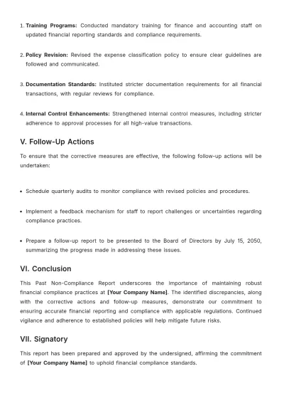 Free Past Non-Compliance Report Template to Edit Online